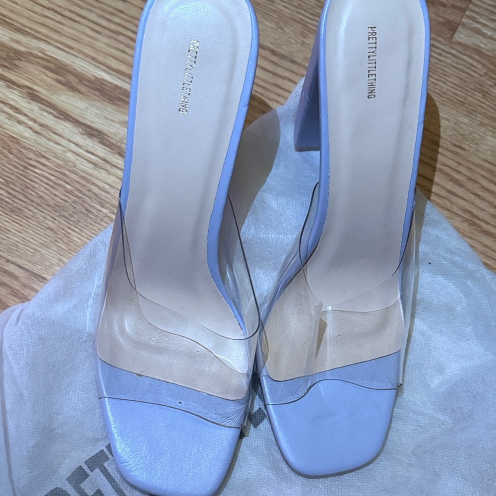 PrettyLittleThing Lavender Heels with Clear Straps